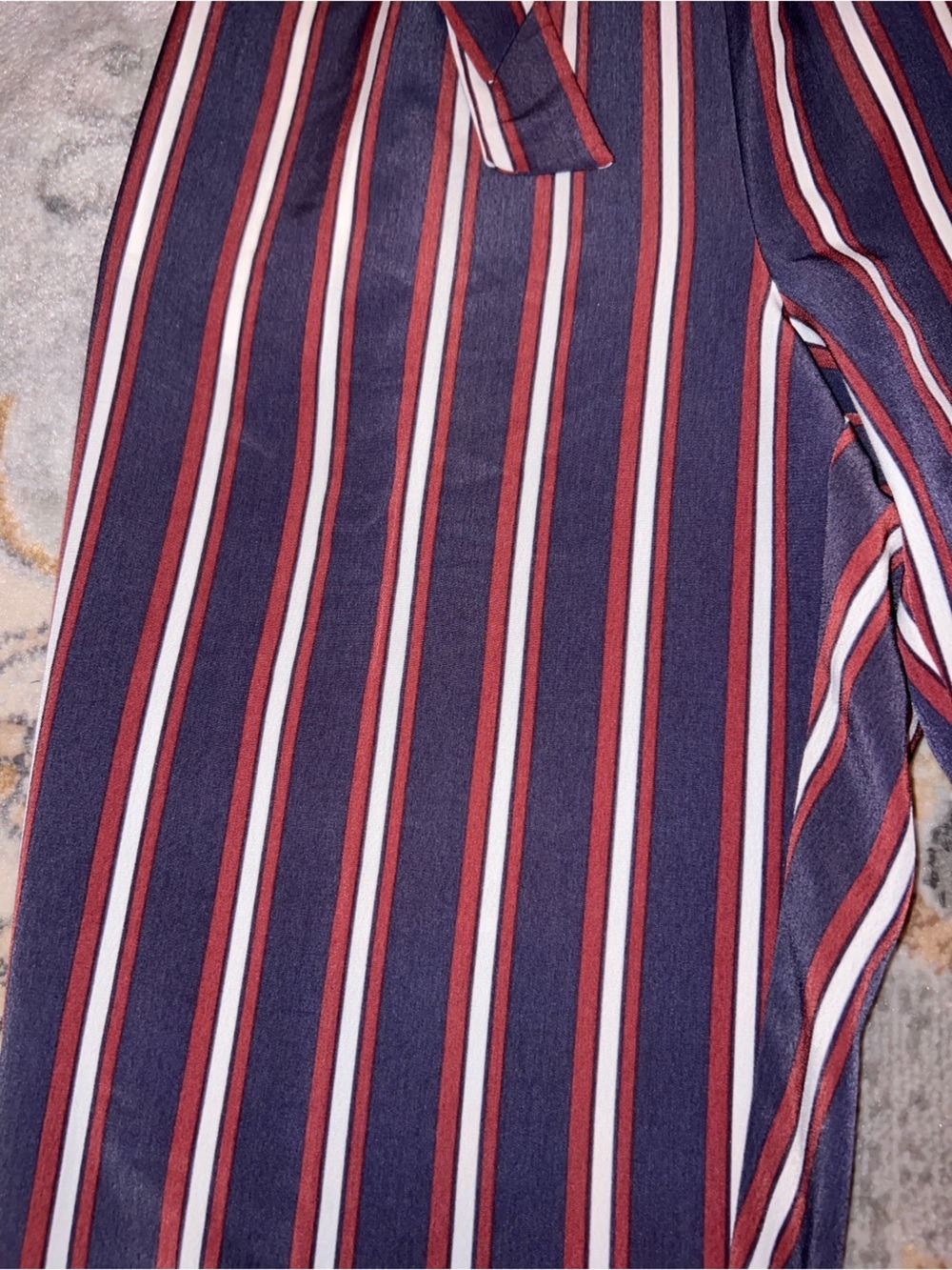 Express Navy Wide-Leg Jumpsuit with Red & White Stripes - Picture 2 of 5